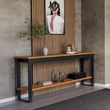 Imagem de Aparador 100% MDF com 1 Gaveta 180cmx80cm Freijó/Preto