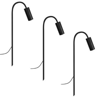 Imagem de Kit 3 Luminárias Balizador Chão Jardim Piso Curvo Preto 50cm