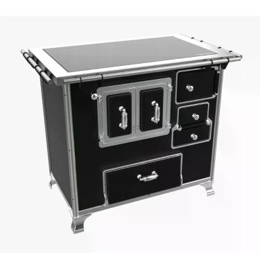Imagem de Fogão a Lenha 2 Bocas para Cozinha Venâncio Vitrocerâmico N° 02 Gabinete Porta Dupla Esquerdo Preto sem Tampa FL2GV