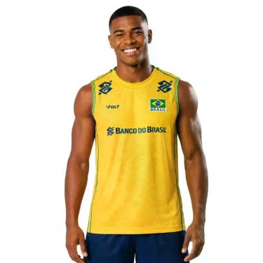 Imagem de Camisa Regata de Vôlei Brasil Oficial 2026 Amarela Masculina - Volt, A