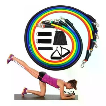 Imagem de Kit Tubing Elástico 11 Itens Treinamento Funcional Pilates