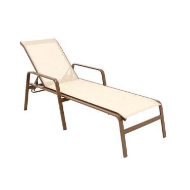 Imagem de Cadeira Chaise Espreguiçadeira de piscina e jardim Tela Sling e alumínio com 5 níveis de inclinação