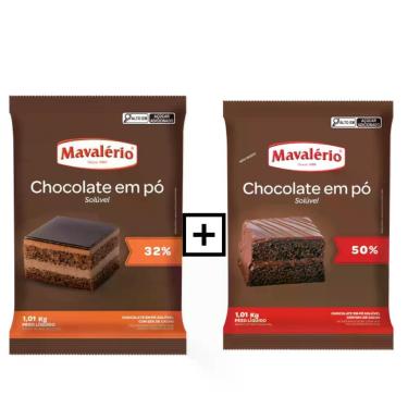 Imagem de Kit chocolate em pó solúvel 50% + 32% 1kg cada - mavalério