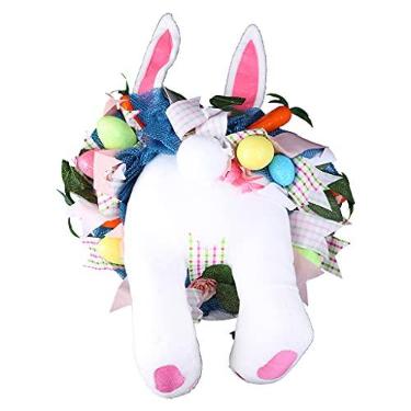 Imagem de Pingente de pendurar para porta de Páscoa guirlanda de coelho decoração de casa de fazenda ornamento grande 61 cm polvo