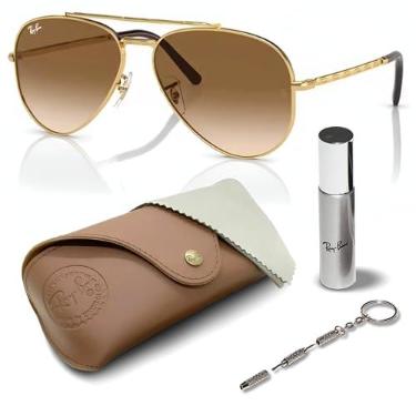 Imagem de Ray-Ban RB3625 Óculos de sol aviador piloto com kit de óculos – protetores de nariz ajustáveis – Óculos de sol retrô formais e casuais ideais, Ouro (001/51 | 57 mm), 57 mm