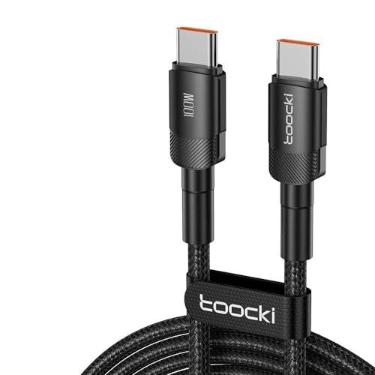Imagem de Toocki Cabo USB-C para USB-C 100W 6A Carregamento Rápido (Preto, 3 Metros) | Compatível MacBook, Android, Switch, Notebooks e Tablets. Nylon Trançado, Conector Alumínio. Chip Inteligente de Proteção.