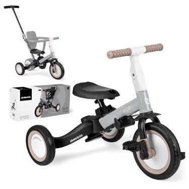 Imagem de KikkaBoo Triciclo evolutivo de bebé 5 em 1 Flip, bicicleta crianças de 1 ano a 5 anos, trike, triciclo a bicicleta com ou sem pedais, ajustável e transformável, cinza