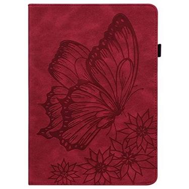 Imagem de Capa para tablet Pu Capa de couro flip carteira capa protetora borboleta em relevo cartão de capa protetora PC Cobertura adequada para fogo HD 8 2018/2017/2016/2015 Estojo Protetor Completo (Color :