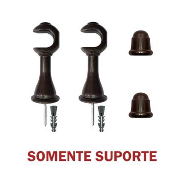 Imagem de Kit Varão de Madeira Para Cortina Simples 2,00 Metros 19mm com Ponteir