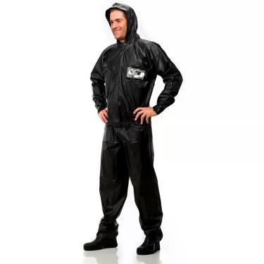 Imagem de Capa De Chuva Para Motoqueiro Pantaneiro Pvc Tornado Com Capuz, Preto,