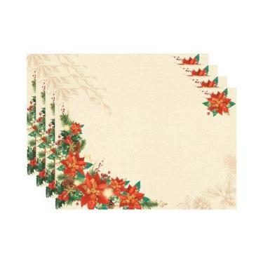 Imagem de Sousplats De Natal Em Linho Com Estampa De Papai Noel 20x25cm Decoraçã