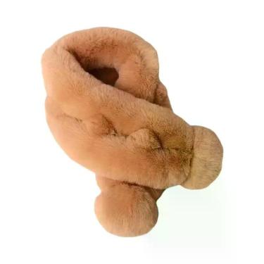 Imagem de Cachecol Feminino Grosso De Pelúcia Com Cruzamento, Gola Térmica De In