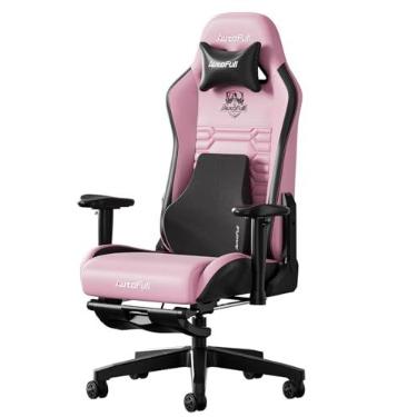 Imagem de AutoFull Cadeira para jogos C3, cadeira de jogos estilo corrida com suporte lombar ergonômico, cadeira de couro PU ajustável com encosto alto para PC com apoio para os pés, rosa