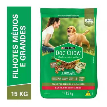 Imagem de Ração DOG CHOW Cães Filhotes Frango e Arroz 15kg, Carne, Frango e Arro