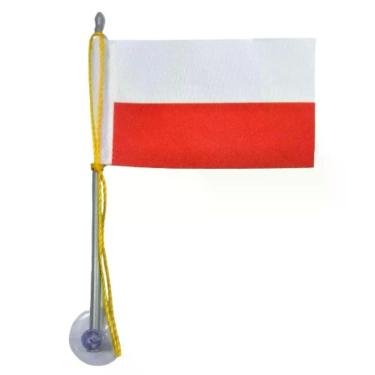 Imagem de Mini Bandeira Polônia Com Ventosa Poliéster (5,5cm X 8,5cm)