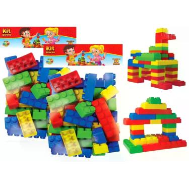 Imagem de Blocos de Montar Brinquedo Educativo 144 Peças Tamanho Grande - GGB Br