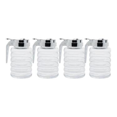 Imagem de 4 Peças Açucareiro Vidro Com Tampa Plástica 280ml Recepção Restaurante