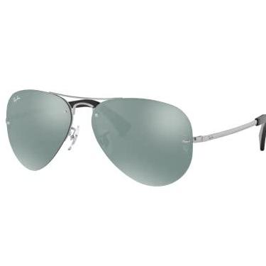 Imagem de Ray-Ban Armação prateada para óculos de sol, lentes espelhadas prateadas, 59 mm