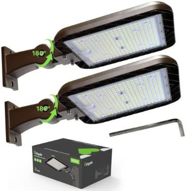 Imagem de Glitgate Luzes De Estacionamento 150 W, 22500 Lm (150 Lm/W), 5000 K, Braço Ajustável, Led Rua Com Fotocélula Do Anoitecer Ao Amanhecer, 100-277 V Ip65, À Prova D'Água, Luz Caixa Sapatos Para Quintal