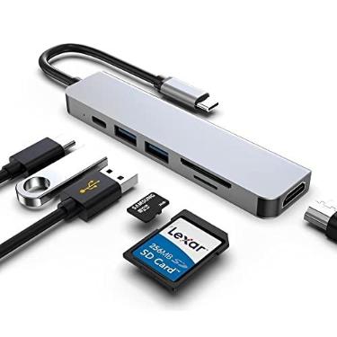 Imagem de Estação de Acoplamento USB-C, Adaptador HDMI para USB-C para Monitor, Hub USB-C com HDMI para notebook, leitor de Cartão Micro SD com Conexão USB-C, Adaptador USB-C para USB com Múltiplas Portas