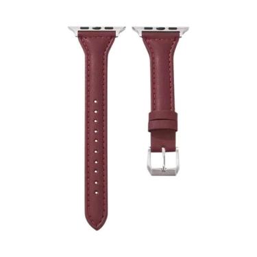 Imagem de Pulseira De Couro Slim Para Apple Watch Band 40mm 41mm 44mm 45mm 42mm 