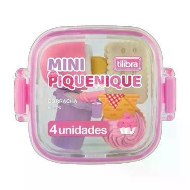 Imagem de Borracha Mini Tilibra Piquenique com Qualidade Superior, Macia e Fácil de Manusear em Pote com 4 Unidades