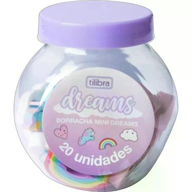 Imagem de Borracha Tilibra Mini Dreams com Alta Qualidade Macia Não Tóxica Tamanho Mini Pote com 20 Unidades