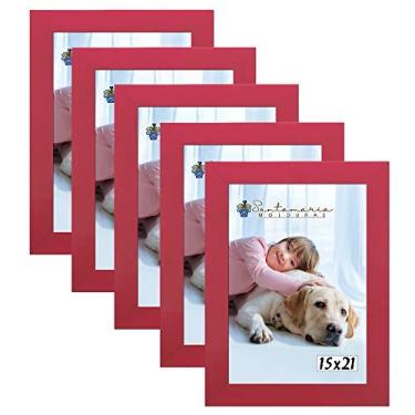 Imagem de Kit 5 Molduras Porta Retrato 15X21 Rosa