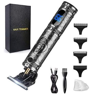 Imagem de RESUXI Aparador de cabelo masculino para barbeiros, aparador profissional de lâmina em T sem fio, forros para aparar barba, barbeadores, máquina de cabelo ornamentada Knight para corte rente