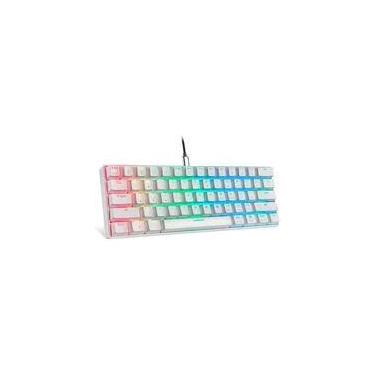 Imagem de Teclado Gamer Motospeed, RGB,  ABNT2, Branco, Switch Blue, USB Tipo-C, Branco - CK61