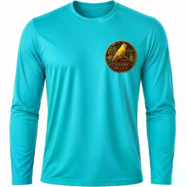 Imagem de Camisa Uv +50 Pássaro Canário Belga - Proteção Solar cor:Azul Turquesa