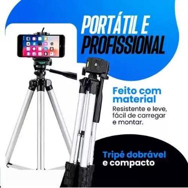 Imagem de Tripé de Celular e Câmera para Tirar Fotos Sozinho Profissional Alumín