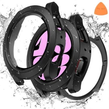 Imagem de [2 em 1] Capa à prova d'água Goton para Samsung Galaxy Watch 7 6 5 4 FE 44 mm e 40 mm, proteção de 360° de policarbonato rígido com protetor de tela de vidro temperado para Galaxy Watch 6 de 40 mm