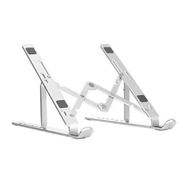 Imagem de Goofly Suporte Ajustável Para Laptop De 7 Níveis Suporte Portátil Para Laptop De Liga De Alumínio Suporte Para Notebook Dobrável Antiderrapante Prata
