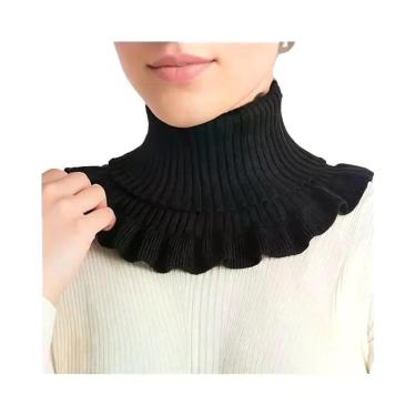 Imagem de Cachecol Falso De Tricô Preto E Branco Para Mulheres, Macio, Grosso, Q