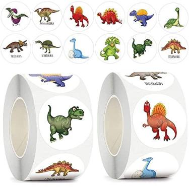 Imagem de 1000 peças adesivos redondos de dinossauro para crianças adesivos de recompensa de professor material escolar rolo de incentivo animal adesivos de treinamento de penico para escola sala de aula casa