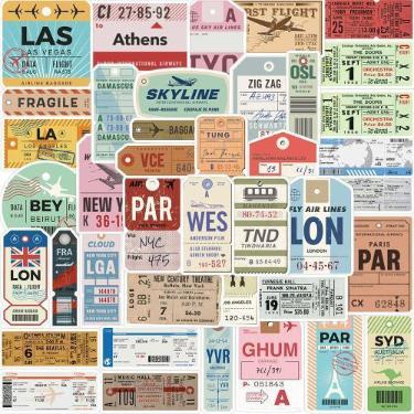Imagem de Pacote de adesivos, bilhete de viagem, 40 unidades, decalques de vinil