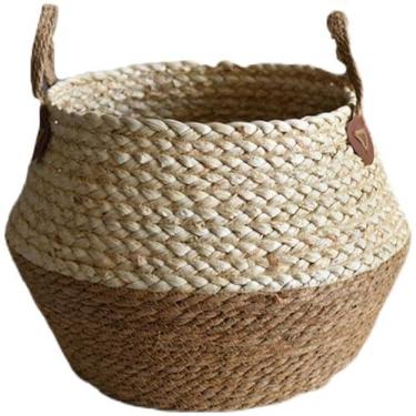 Imagem de Cesto De Palha Para Decoração Artesanal Cachepot (30cm X 29cm)