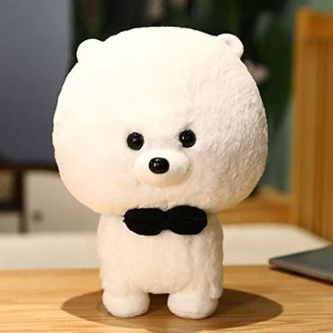 Imagem de BYBYCD Brinquedo de pelúcia fofo cachorro de pelúcia poodle da Pomerânia husky brinquedo de pelúcia boneca de pelúcia macia travesseiro presente infantil (40 cm, branco)
