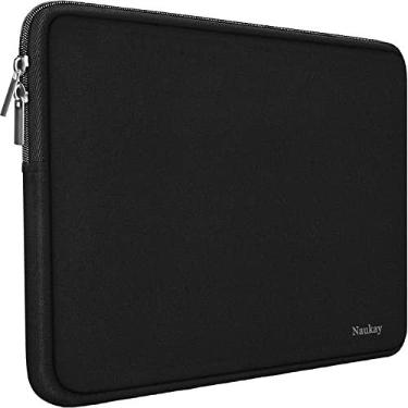 Imagem de Capa para laptop Naukay, 15,6 polegadas, capa de bolso de neoprene resistente para notebook/pasta para tablet compatível com Asus/Dell/Fujitsu/HP/Sony/Toshiba/Acer - (preto)