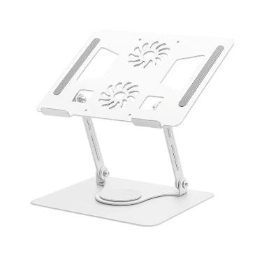 Imagem de Suporte Ajustável para Notebook e Tablet em Alumínio e com Rotação 360º - Ergonômico, Dobrável, Ventilado, Estável e Portátil para Laptops até 17 Polegadas - Base Resistente e Antiderrapante