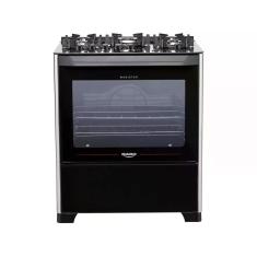 Fogão 5 Bocas Preto com Mesa de Vidro Supreme Black Glass Bivolt Dako,