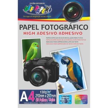 Imagem de Papel Fotográfico INKJET A4 HIGH Adesivo 130G - Pacote com 50 Folhas -
