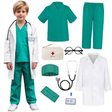 Imagem de Doctor Costume Miltrs Kids, 9 unidades com estetoscópio real