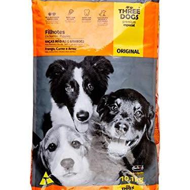 Imagem de A Ração Three Dogs Original Frango, Carne e Arroz para Cães Filhotes Raças Médias e Grandes Biofresh para Todas Médio Filhotes - Sabor Frango 10,1kg