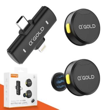 Imagem de Microfone de Lapela Sem Fio Bluetooth Kit 2 Microfonones Abafamento de Ruído Até 10 Horas Tempo de Trabalho Compatível com Camera, iPhone, Android, PC - Conexão Android e USB-C - Linha AGold Premium