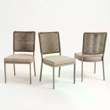 Imagem de Kit 3 Cadeiras Fendi em Alumínio para Mesa Área Gourmet Churrasqueira 
