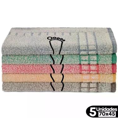 Imagem de Kit 5 Toalhas de Piso Atoalhado Estampa Pézinho 45X70CM Algodão Toalhas Beka
