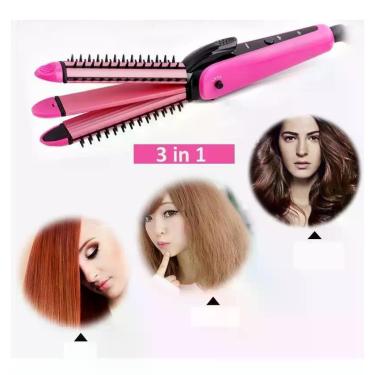 Imagem de Escova Elétrica de Cabelo Alisadora+Modela Cabelo+Crimper - Altomex
