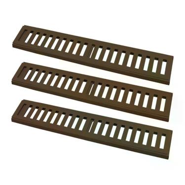 Imagem de Kit Ralo Grelha Linear 7707X3GDA Captação Águas Pluviais Carga 500KG Caixilho Alumínio Marrom GDA Industria
